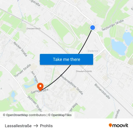 Lassallestraße to Prohlis map
