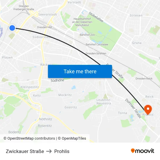 Zwickauer Straße to Prohlis map