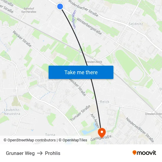 Grunaer Weg to Prohlis map