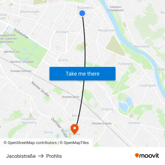 Jacobistraße to Prohlis map