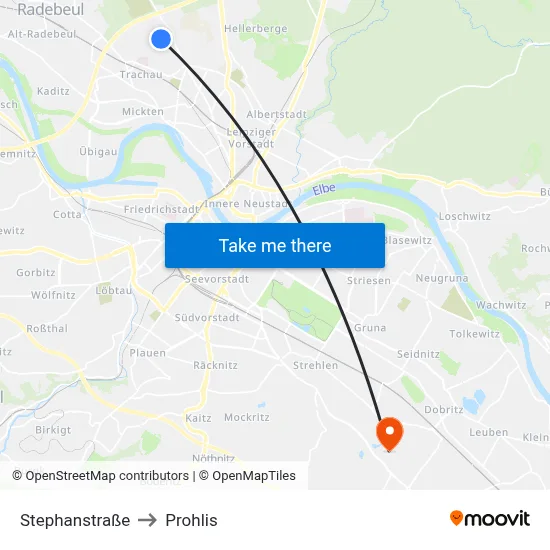 Stephanstraße to Prohlis map