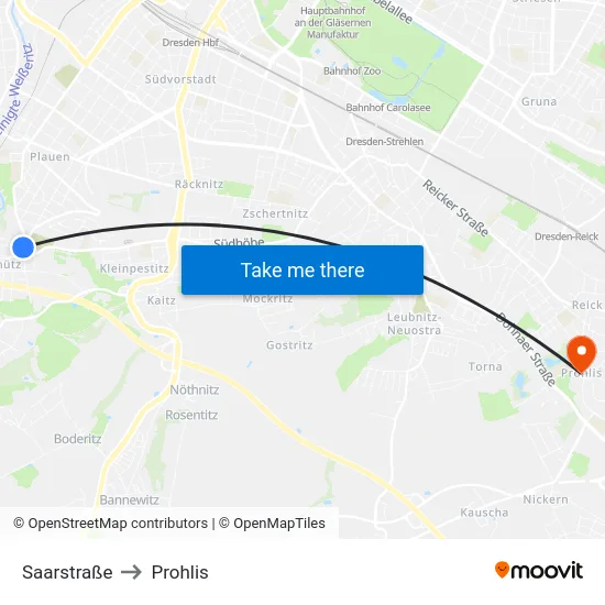 Saarstraße to Prohlis map