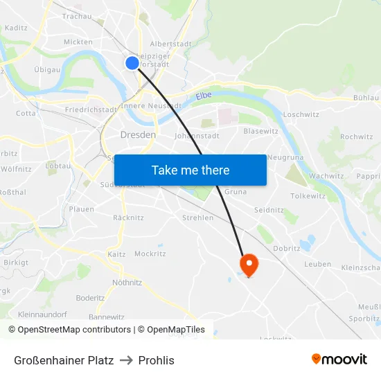 Großenhainer Platz to Prohlis map