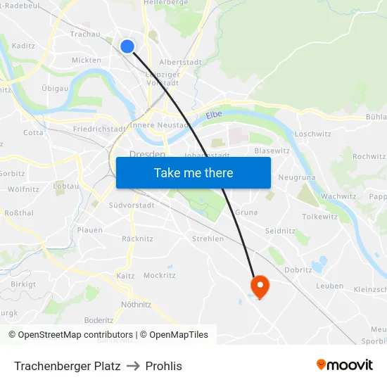 Trachenberger Platz to Prohlis map