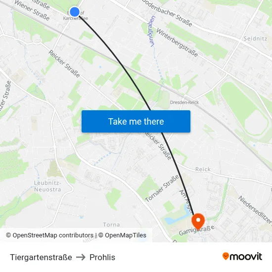 Tiergartenstraße to Prohlis map