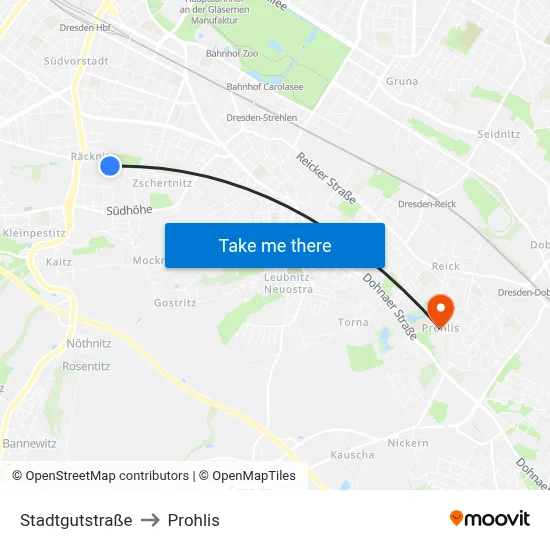 Stadtgutstraße to Prohlis map