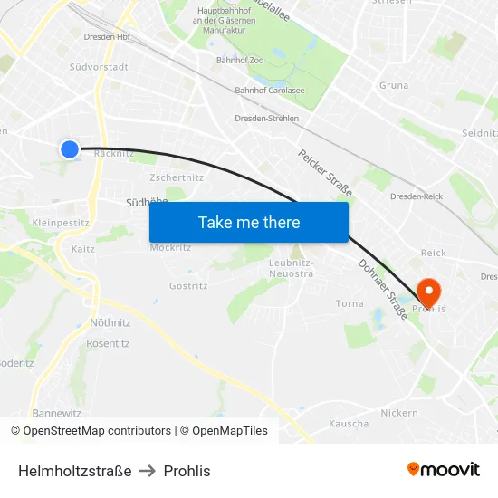 Helmholtzstraße to Prohlis map