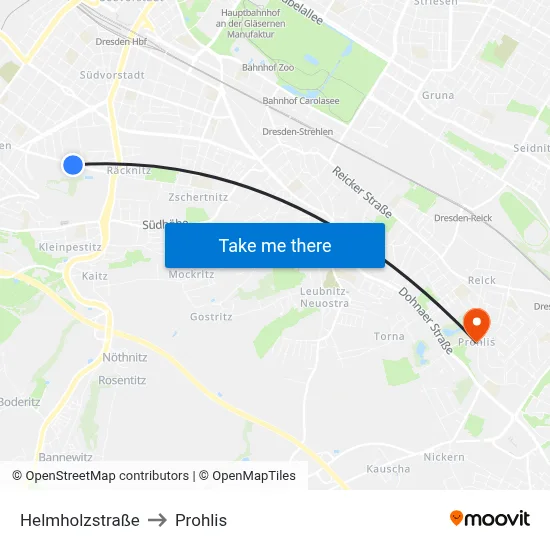 Helmholzstraße to Prohlis map