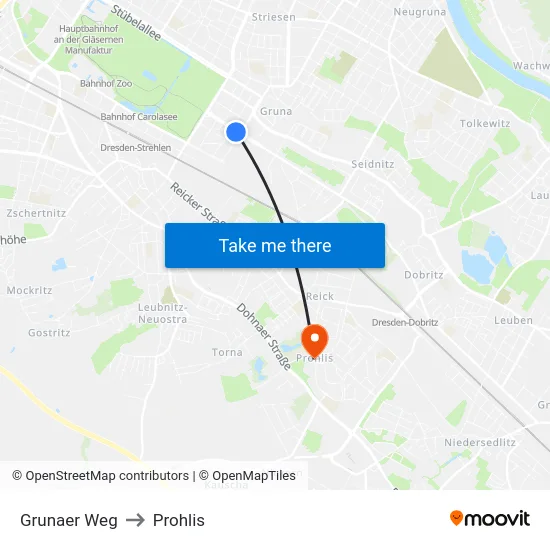 Grunaer Weg to Prohlis map