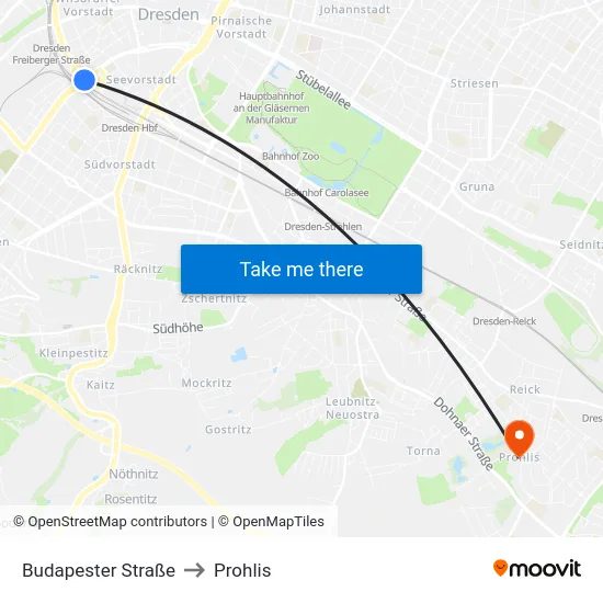 Budapester Straße to Prohlis map