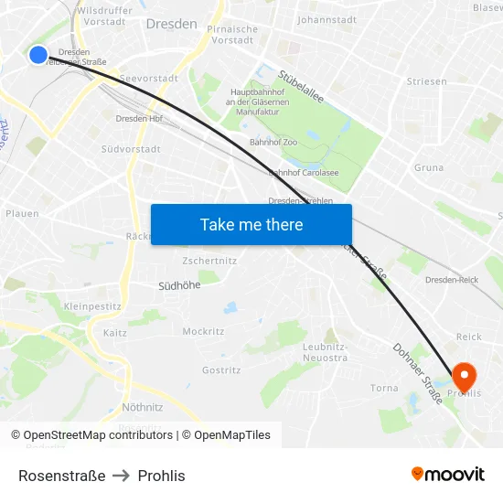 Rosenstraße to Prohlis map