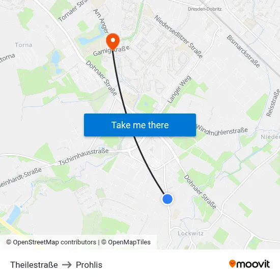 Theilestraße to Prohlis map