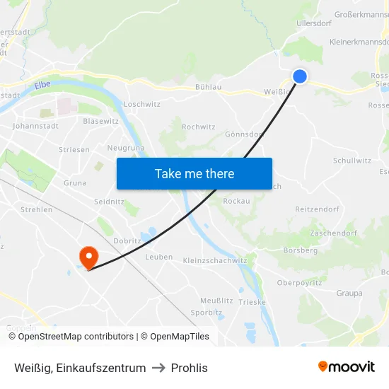Weißig, Einkaufszentrum to Prohlis map
