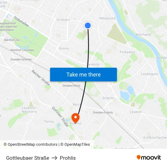 Gottleubaer Straße to Prohlis map