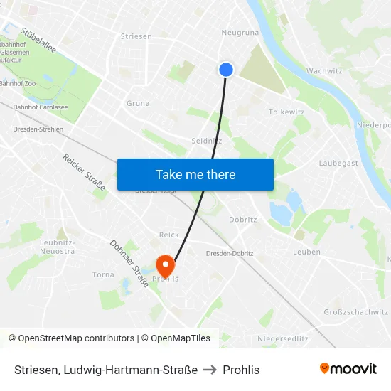 Striesen, Ludwig-Hartmann-Straße to Prohlis map
