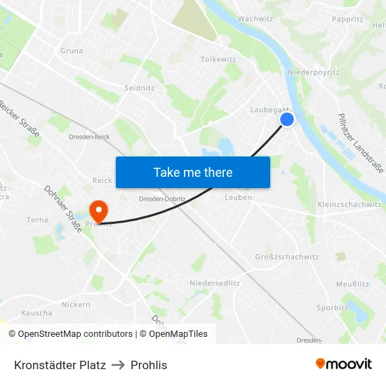 Kronstädter Platz to Prohlis map