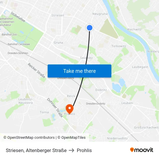 Striesen, Altenberger Straße to Prohlis map