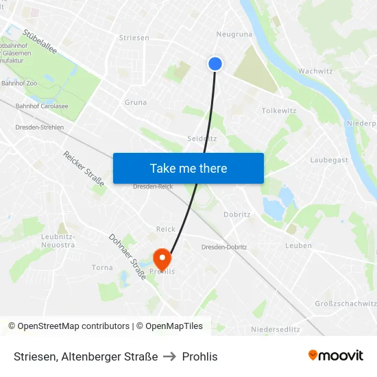 Striesen, Altenberger Straße to Prohlis map