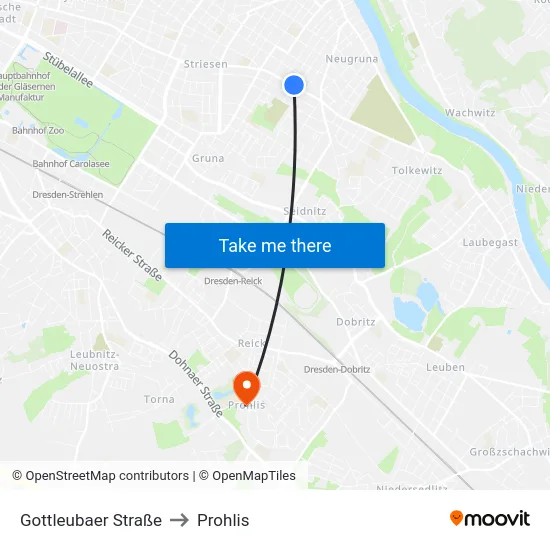 Gottleubaer Straße to Prohlis map