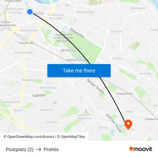 Postplatz (2) to Prohlis map