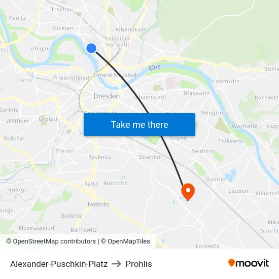 Alexander-Puschkin-Platz to Prohlis map