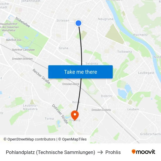 Pohlandplatz (Technische Sammlungen) to Prohlis map