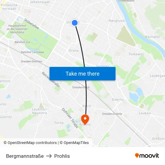 Bergmannstraße to Prohlis map