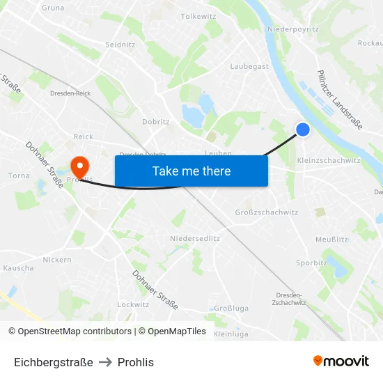 Eichbergstraße to Prohlis map