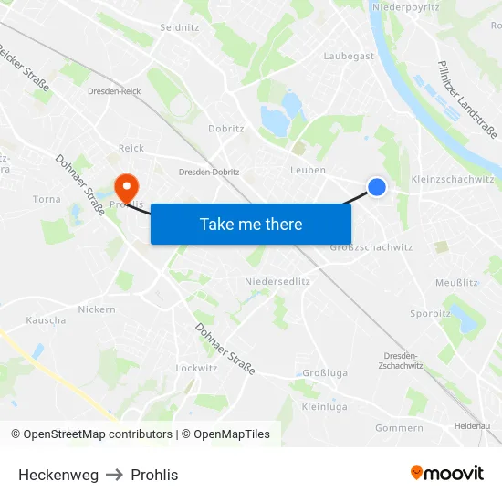 Heckenweg to Prohlis map