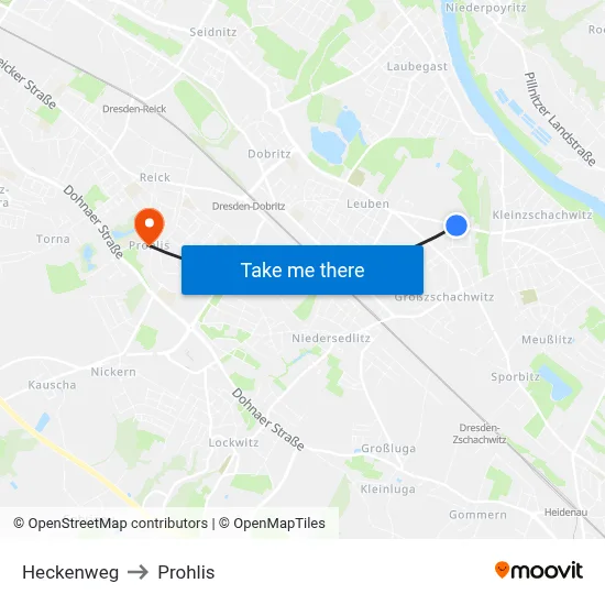 Heckenweg to Prohlis map