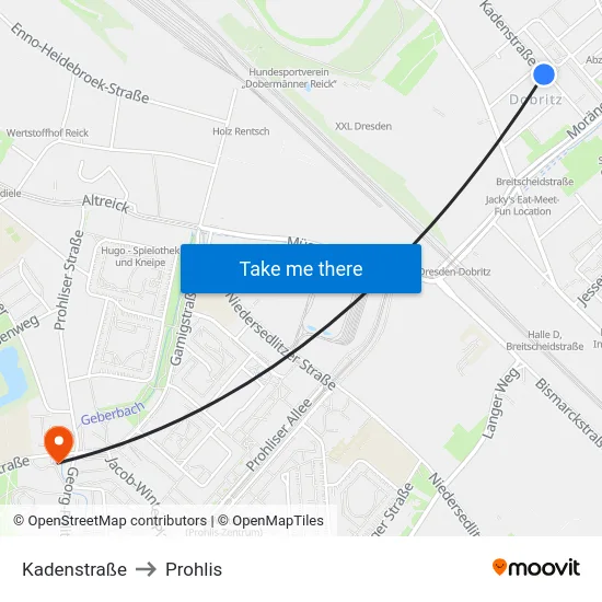 Kadenstraße to Prohlis map