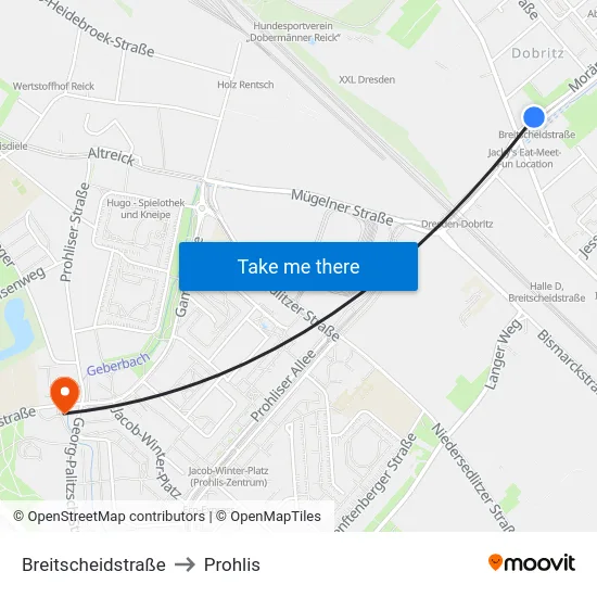 Breitscheidstraße to Prohlis map