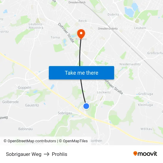Sobrigauer Weg to Prohlis map