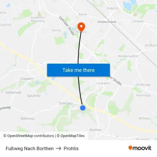 Fußweg Nach Borthen to Prohlis map