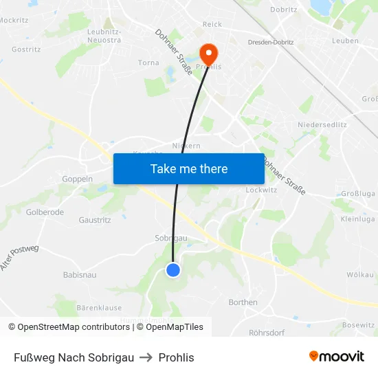 Fußweg Nach Sobrigau to Prohlis map