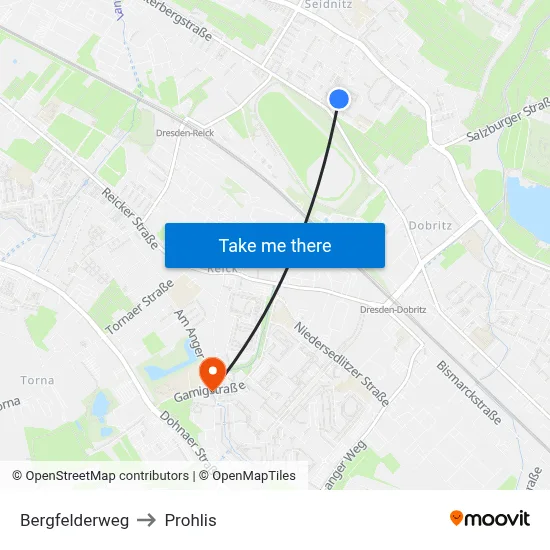 Bergfelderweg to Prohlis map