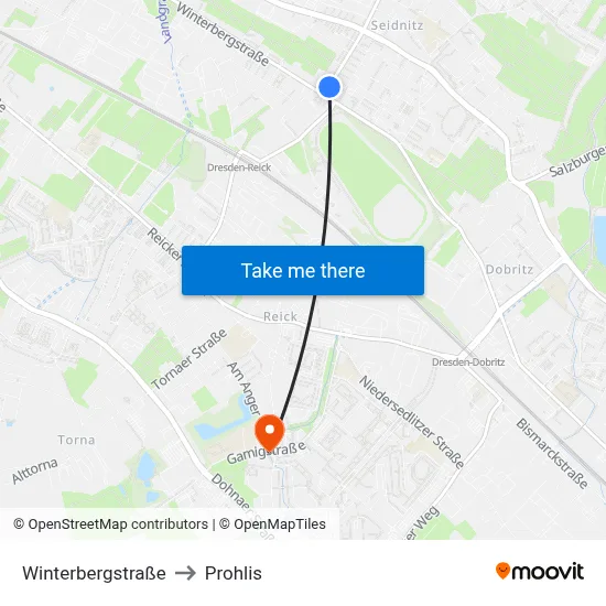 Winterbergstraße to Prohlis map