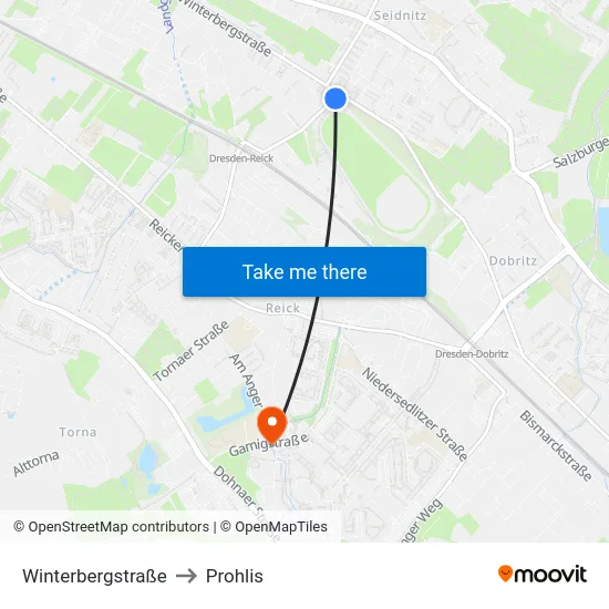 Winterbergstraße to Prohlis map