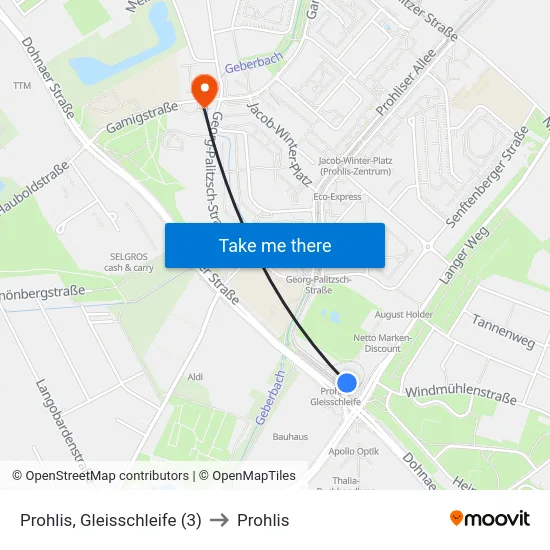 Prohlis, Gleisschleife (3) to Prohlis map