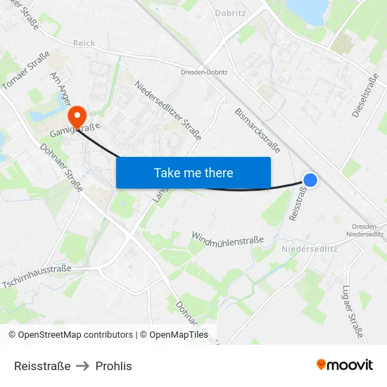 Reisstraße to Prohlis map