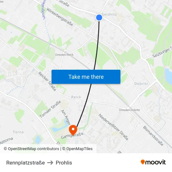 Rennplatzstraße to Prohlis map