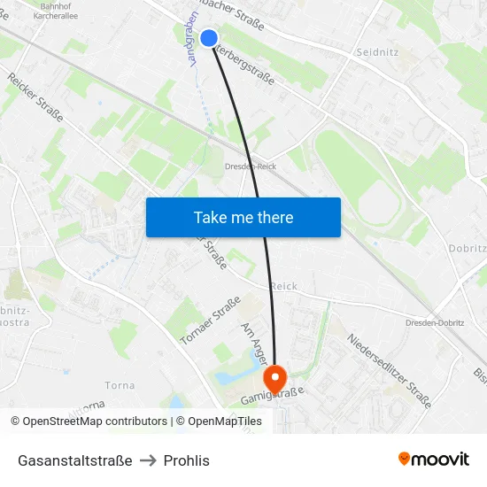 Gasanstaltstraße to Prohlis map