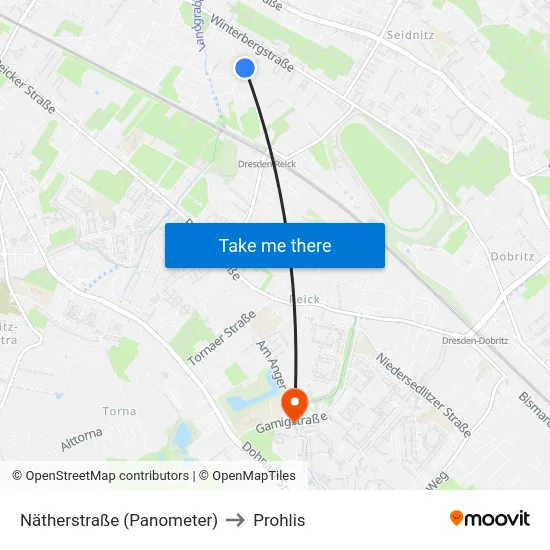 Nätherstraße (Panometer) to Prohlis map