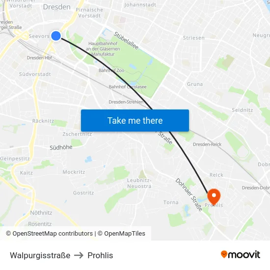 Walpurgisstraße to Prohlis map