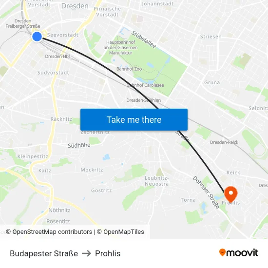 Budapester Straße to Prohlis map