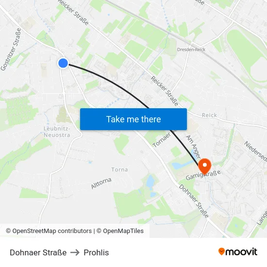 Dohnaer Straße to Prohlis map