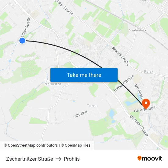 Zschertnitzer Straße to Prohlis map