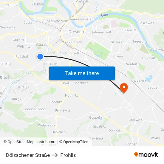 Dölzschener Straße to Prohlis map