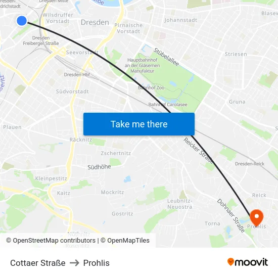 Cottaer Straße to Prohlis map