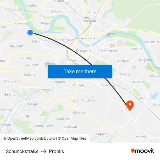 Schunckstraße to Prohlis map